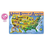Deluxe Wooden USA Map Puzzle 'Map of the United States' 500-Piece Cardboard Jigsaw Puzzle + FREE Melissa & Doug Scratch Art Mini-Pad Bundle [37976]