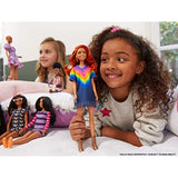 Barbie Fashionistas Doll with Long Red Hair Wearing Tie-Dye Fringe Dress, Golden Boots & Earrings, Toy for Kids 3 to 8 Years Old