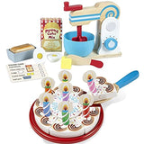 Melissa & Doug Bundle Includes 2 Items Wooden Make-a-Cake Mixer Set - Play Food and Kitchen Accessories Birthday Party Cake - Wooden Play Food with Mix-n-Match Toppings