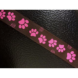 Polyester Grosgrain Ribbon for Decorations, Hairbows & Gift Wrap by Yame Home (7/8-in by 50-yds, 00036621 - Pink Paws w/brown background)