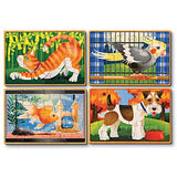 Melissa & Doug Wooden Jigsaw Puzzles Set: Vehicles and Construction & Pets Jigsaw Puzzles in a Box (Four Wooden Puzzles, Sturdy Wooden Storage Box, 12-Piece Puzzles)
