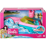 Barbie Boat with Puppy and Themed Accessories, Fits 3 Dolls, Floats in Water, Great Gift for 3 to 7 Year Olds (GRG29)