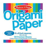 Melissa & Doug Origami Paper With 51 Sheets (6 x 6 Inches, Great Gift for Girls and Boys - Best for 5, 6, 7, 8, 9 Year Olds and Up)