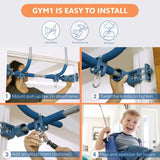 Gym1 - 6 Piece Indoor Doorway Gym Set for Kids - Indoor Swing for Kids Includes Kids Swing Chair, Rings, Hanging Trapeze, Ladder, Swinging Rope & Pullup Bar - Sensory Swing Set Accessory Playground