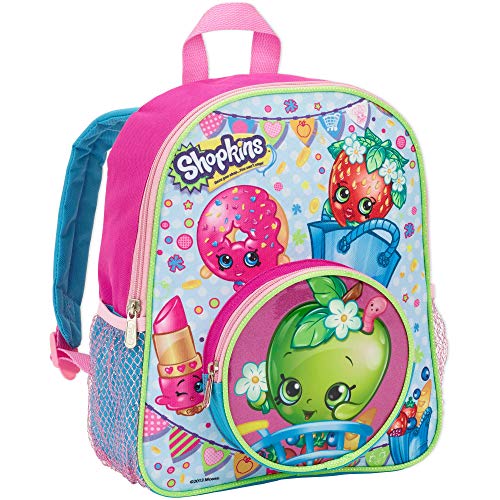 Shopkins Girls 12 School Backpack with Round Apple Blossom Front Pocket ,Pink ,12 Small