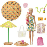 Barbie Color Reveal Foam! Doll & Pet Friend with 25 Surprises: Scented Bubble Solution, Outfits, Hair Extension, Kid Bracelet & Charm Hidden in Sand; Sunny Pineapple-Theme; for Kids 3 Years & Up