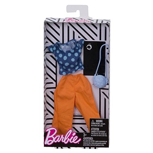 Barbie Fashions Complete Look Blue Polka Dot Top & Peach Pants Set