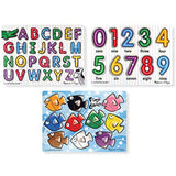 Melissa & Doug Classic Peg Puzzle Bundle (Alphabet, Numbers and Fish Colors)