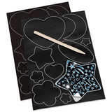 Melissa & Doug Silver & Rainbow: Scratch Art Stickers Pack & 1 Scratch Art Mini-Pad Bundle (05824)