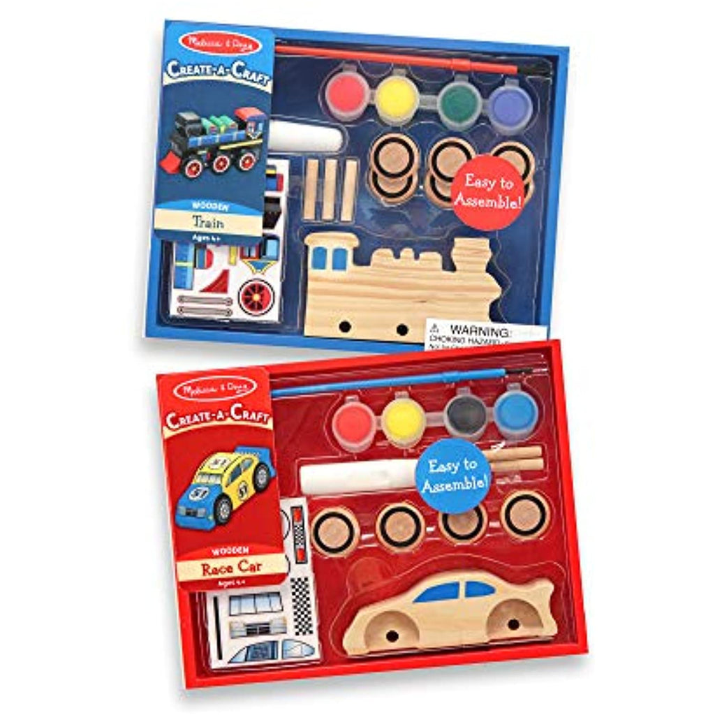 Melissa & Doug Deluxe Decorate-Your-Own Wooden Vehicle Bundle