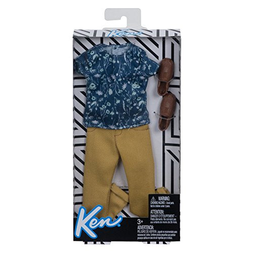 Barbie Ken Blue Print Shirt & Tan Pants