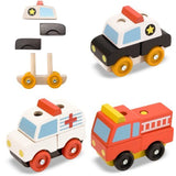 Melissa & Doug Stacking Emergency Vehicles & 1 Scratch Art Mini-Pad Bundle (03075)