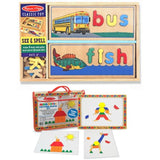 Melissa & Doug 3 Item Bundle 2940 See & Spell Learning Toy and 3590 Magnetic Pattern Block Set + Free Activity Book