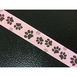 Polyester Grosgrain Ribbon for Decorations, Hairbows & Gift Wrap by Yame Home (7/8-in by 10-yds, 000263444 - brown paw print w/pink background)