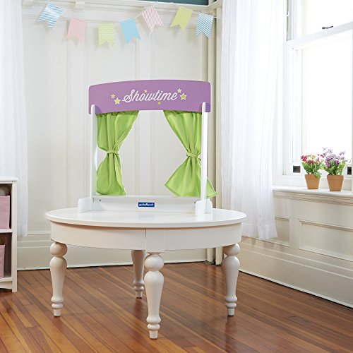 Guidecraft Showtime Tabletop Theater - Children's Dramatic Play or Puppet Stage with Marquis Signs, Curtains and Chalkboard