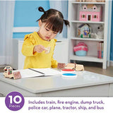 Melissa & Doug Deluxe Wooden Stamp Set ABCs 123s & First Wooden Stamp Set – Vehicles