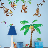 RoomMates RMK1676SCS Monkey Business Peel and Stick Wall Decals, Multicolor