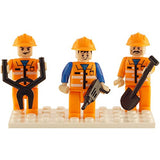 Bundle of 2 |Brictek Mini-Figurines (2 pcs Police/Prisoner & 3 pcs Construction Sets)