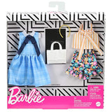 Barbie Fashions 2-Pack Clothing Set, 2 Outfits Doll Include Blue Plaid Dress, a Striped Tie Top, Floral Shorts & 2 Accessories, for Kids 3 to 8 Years Old