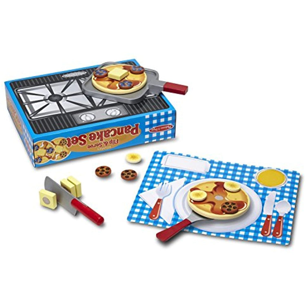 Melissa & Doug Breakfast Bundle Wooden Flip and Serve Pancake Set with Waffle Maker