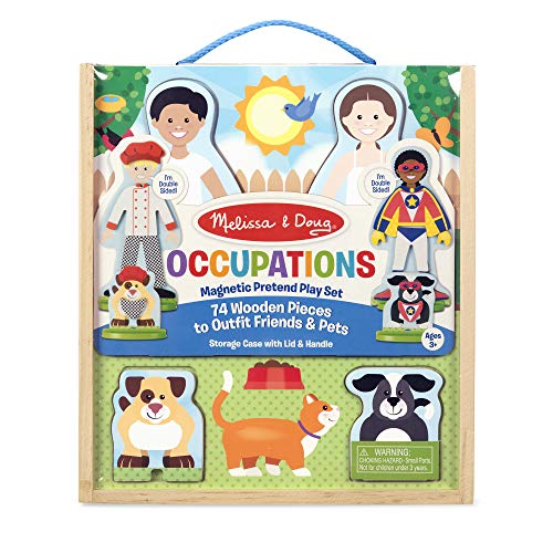 Melissa & Doug Occupations Magnetic Dress-Up Wooden Dolls Pretend Play Set (82 pcs)
