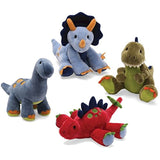 Gund Animal Chatter Dino-Roars (Set of 4) - Triceratop, T-rex, Apatosaurus and Stegosaurus.