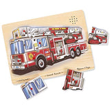 Melissa & Doug Vehicles Sound Puzzles Set: Fire Truck and Train - Wooden Peg Puzzles