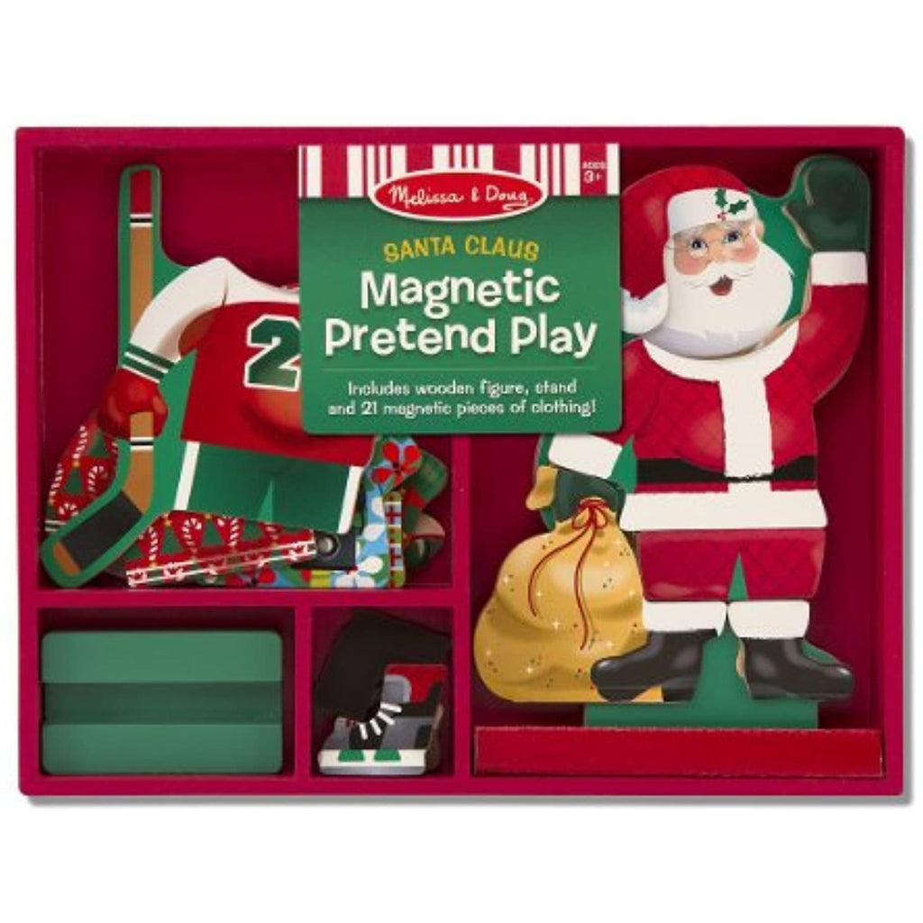 Melissa & Doug Santa Claus Pretend Play - Magnetic Dress Up Wooden Doll & Stand & 1 Scratch Art Mini-Pad Bundle (03551)