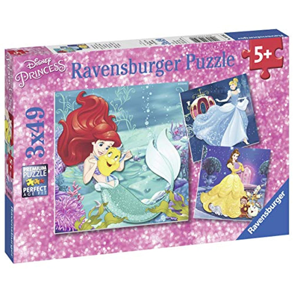 Ravensburger 09350 Disney Princesses - 3 X 49 Piece Jigsaw Puzzles - Value Set of 3 Puzzles in a Box – Every Piece is Unique, Pieces Fit Together Perfectly,Multi