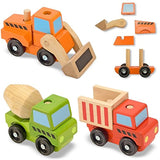Melissa & Doug Stacking Construction Vehicles & 1 Scratch Art Mini-Pad Bundle (03076)