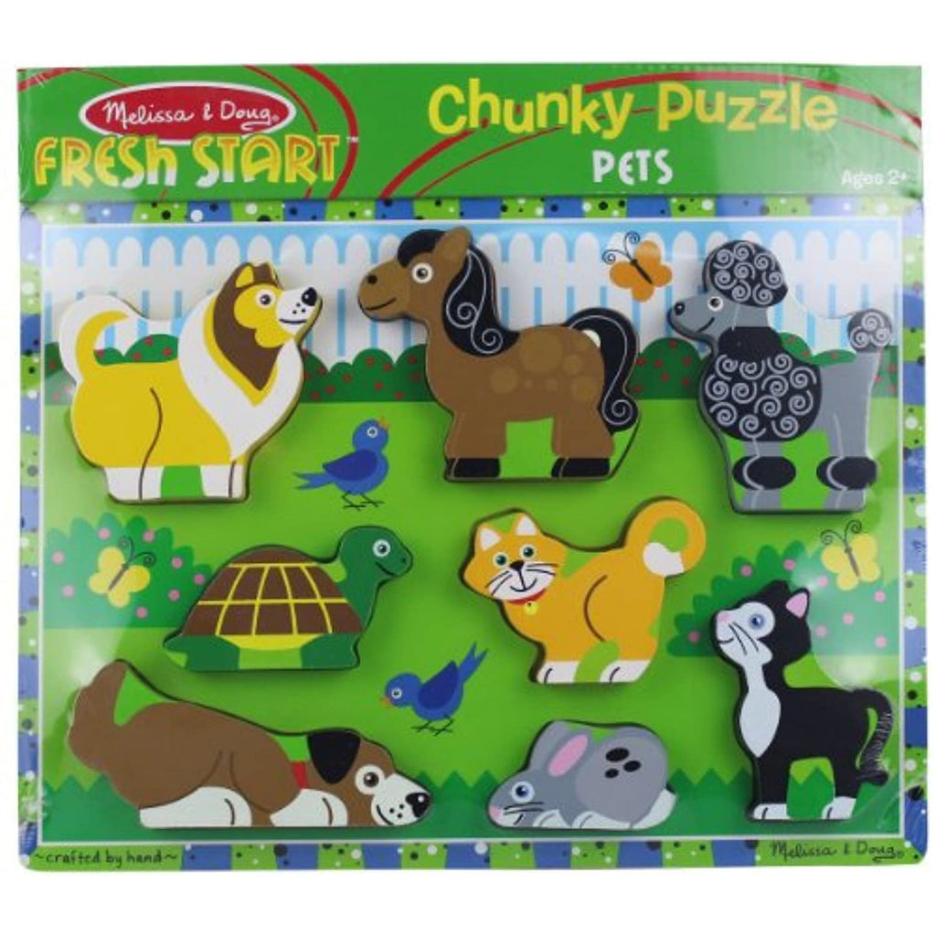 Melissa & Doug Pets Themed Chunky Puzzle + Free Scratch Art Mini-Pad Bundle [37242]