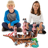 Melissa & Doug Pirate Ship: 3D Puzzle & Playset in One & 1 Scratch Art Mini-Pad Bundle (09045)