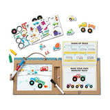 Melissa & Doug Natural Play: Play, Draw, Create Reusable Drawing & Magnet Kit  Trucks (45 Magnets, 5 Dry-Erase Markers)