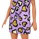 Barbie Doll, Blonde, Wearing Purple and Yellow Heart-Print Dress and Platform Sneakers, for 3 to 7 Year Olds