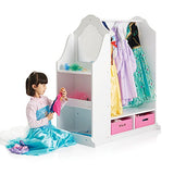 Guidecraft Dress Up Vanity  White: Dresser, Armoire with Storage Bins and Mirror for Kids, Toddlers Playroom Organizer, Children Furniture