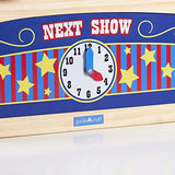 Guidecraft Wooden Tabletop Puppet Theater For Kids - Toddler's Foldable Dramatic Play Imaginative Theater W/ Chalkboard, Curtains and Clock