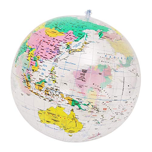 Jet Creations 16 inch Inflatable Globe of The World, Political Map and Boundaries, Imprinted Thousands Country and City Names, Up-to-Date Cartography,  Great Toys for 6,7,8+ Years Old Kids Boys Girls