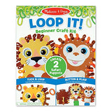 Melissa & Doug Loop It! Safari Puppets Beginner Craft Kit  Lion and Monkey Felt Hand Puppets, 40 Loops