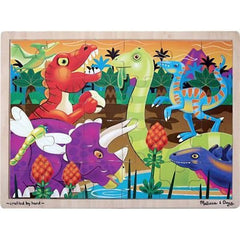 'Prehistoric Sunset with Dinosaurs' 24-Piece Wooden Jigsaw Puzzle + FREE Melissa & Doug Scratch Art Mini-Pad Bundle [29360]