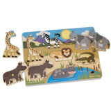 Melissa & Doug Wooden Peg Puzzle 6 Pack Numbers, Letters, Animals, Vehicles