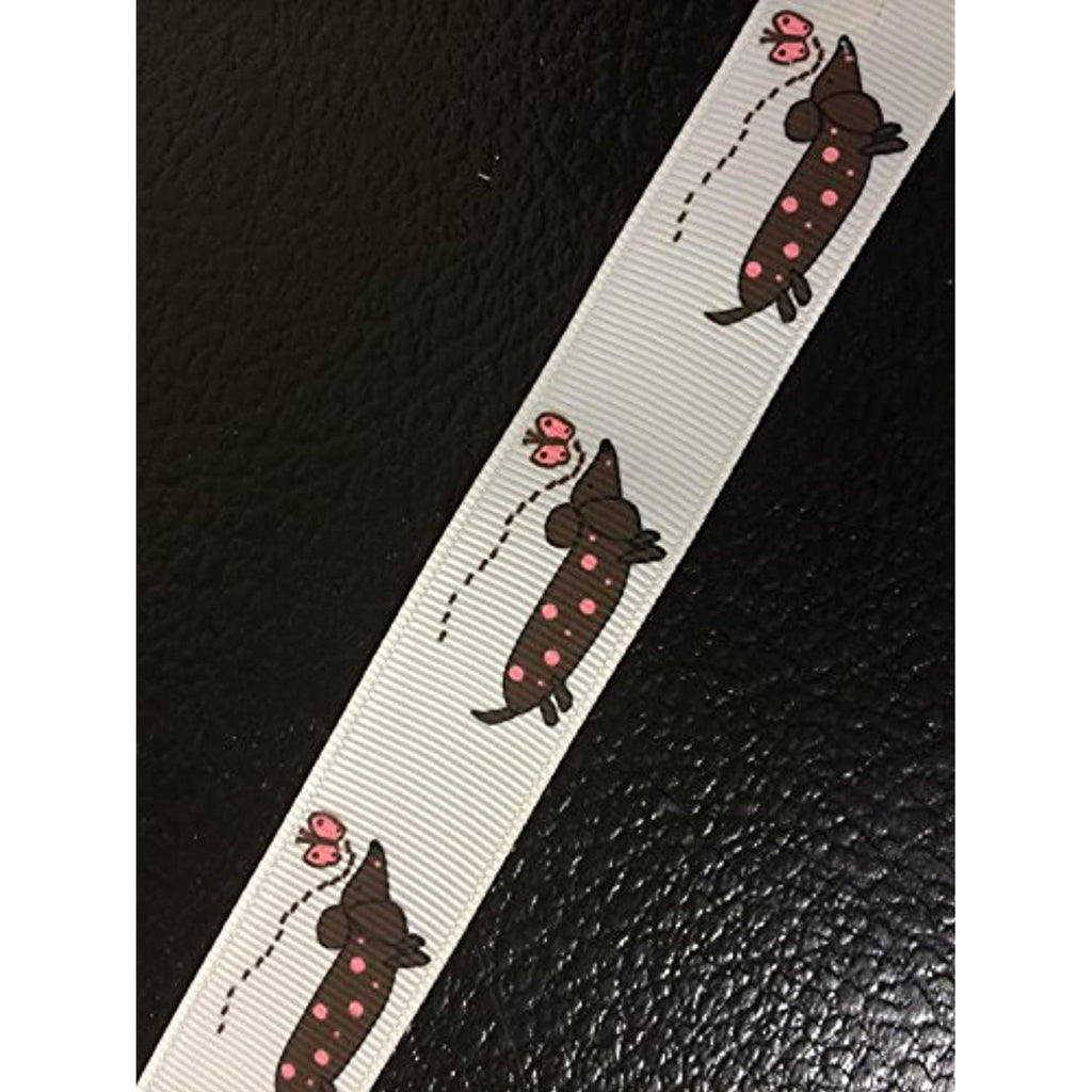 Polyester Grosgrain Ribbon for Decorations, Hairbows & Gift Wrap by Yame Home (7/8-in by 50-yds, ys08040422 - brown dog w/white background)
