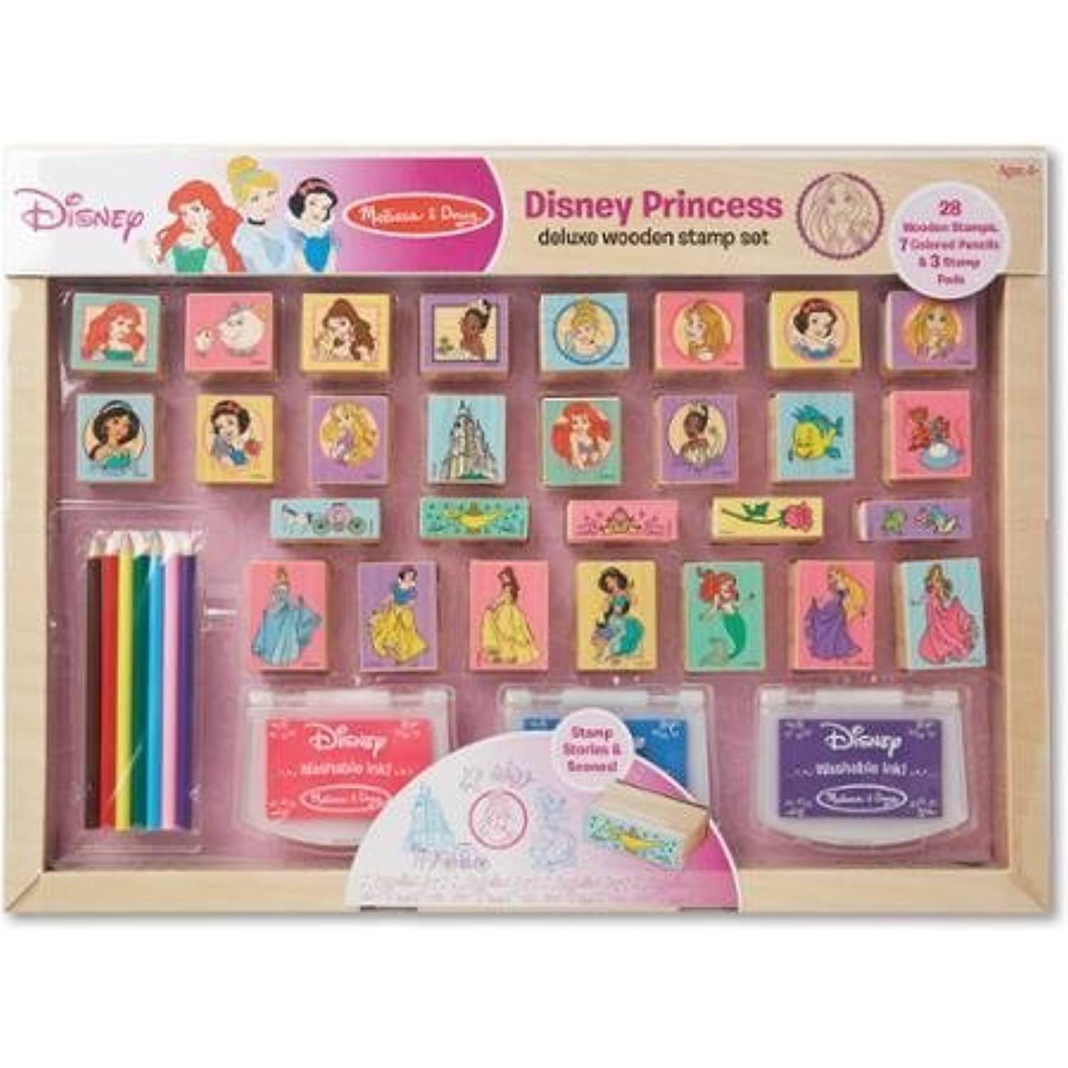 Melissa & Doug Deluxe Wooden Disney Princesses Stamps Set