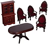 Melissa & Doug Classic Wooden Dollhouse Dining Room Furniture (6pc) - Table, Armchairs, Hutch