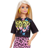 Barbie Fashionistas Doll #155 with Blond Hair with Rock Tee and Skirt, Toy for Kids 3 to 8 Years Old