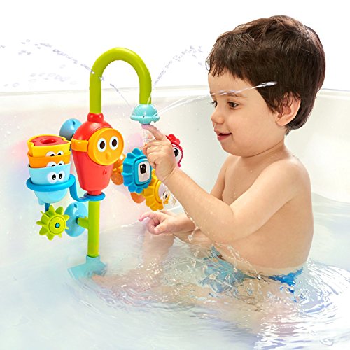 Baby Bath Toy- Spin N Sort Spout Pro- 3 Stackable Cups, Automated Spout, and Spinning Suction Cup
