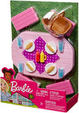 Barbie Outdoor Furniture, Pink Picnic Table with Adjustable Seats and Hot Dog Picnic for 4