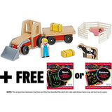 Melissa & Doug Wooden Farm Tractor & 1 Scratch Art Mini-Pad Bundle (09392)