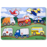 Melissa & Doug Wooden Peg Puzzle 6 Pack Numbers, Letters, Animals, Vehicles