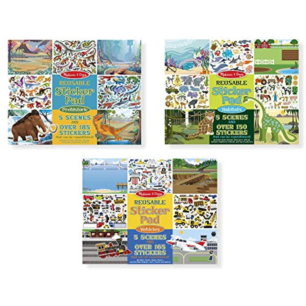 Melissa & Doug Reusable Sticker Bundle - Vehicles, Habitats and Prehistoric Themes