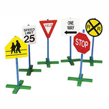 Guidecraft Drivetime Signs - Set of 6, Children's Educational Toys for Traffic Knowledge Learning, Kids Block Play